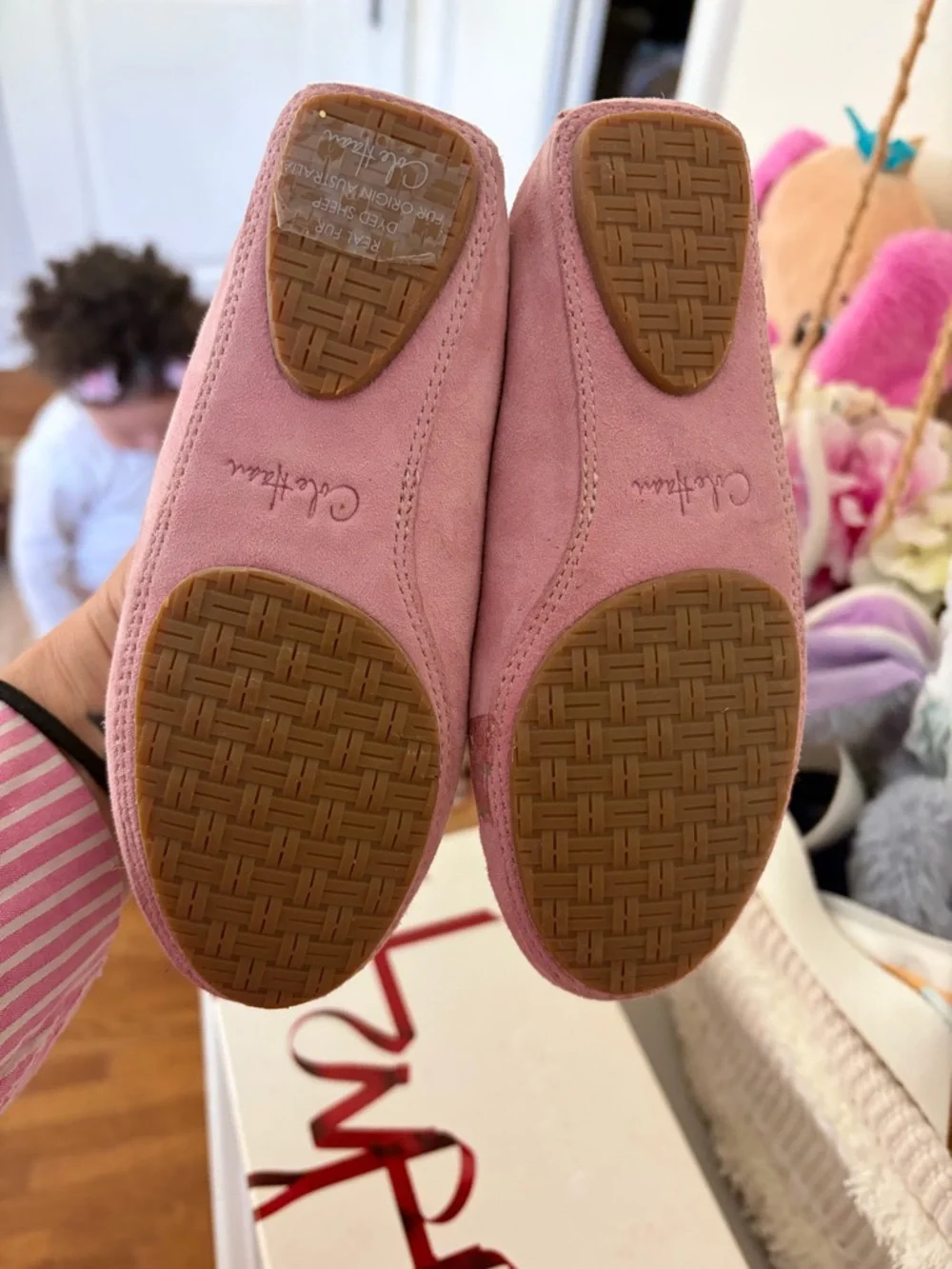 Cole Haan Pink Suede Loafer with Bow Detail